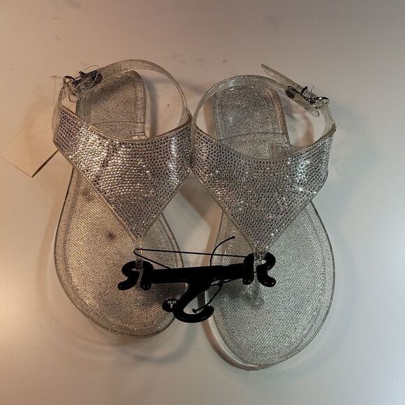 BRAND NEW RHINESTONES EMBELLISHMENTS JELLY CLEAR GLITTER SANDAL - Picture 12 of 15